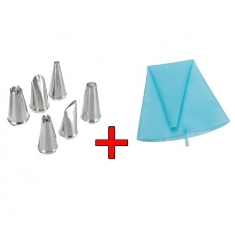 Set 6 duiuri din inox profesionale + Punga silicon pentru ornat