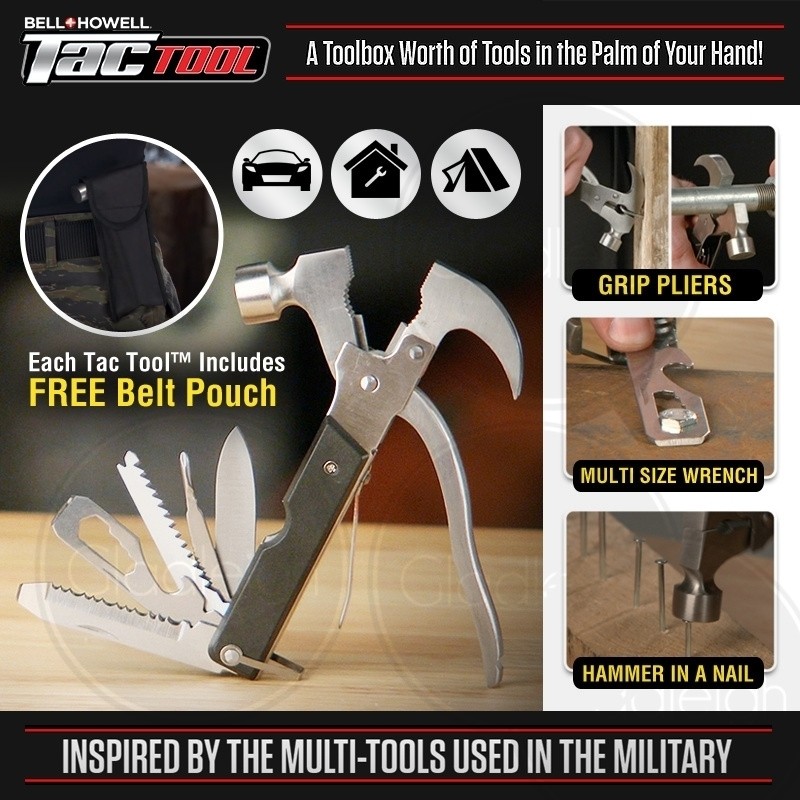 Unealta multifunctionala ciocan patent, 18in1 camping, supravietuire, tactic