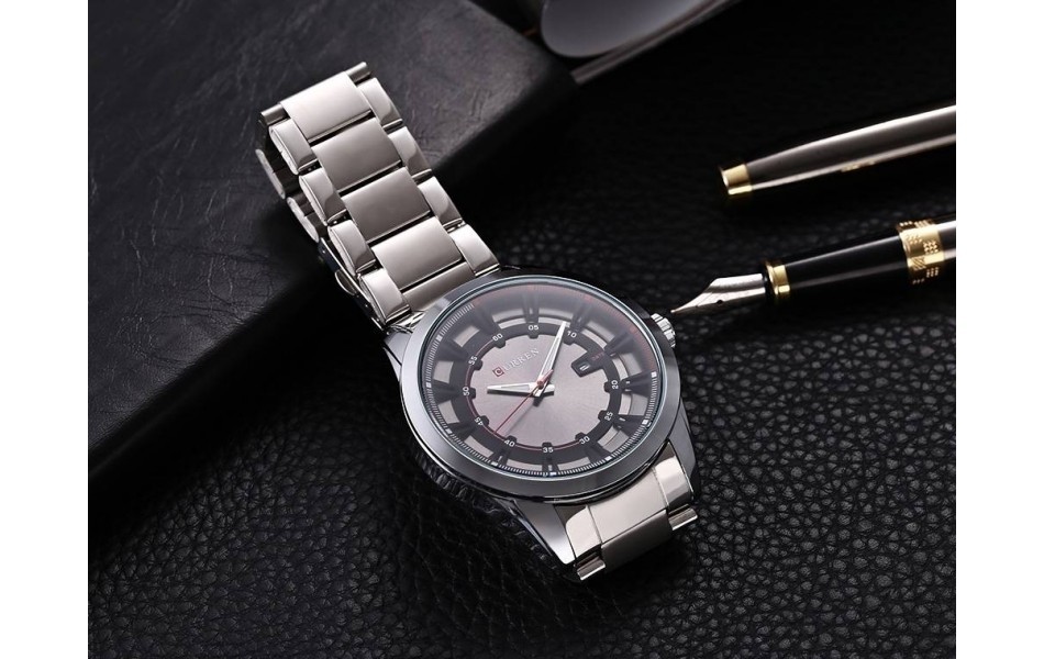 Ceas barbatesc Fashion curea metalica afisare data