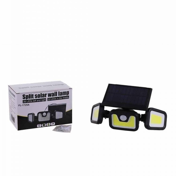 Lampa tripla split, cu panou solar si senzor de de miscare