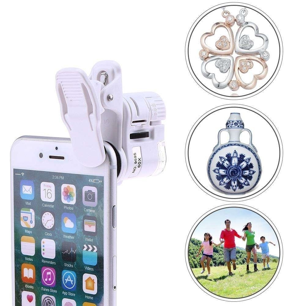 Mini microscop pentru telefon prindere clips marire 60x