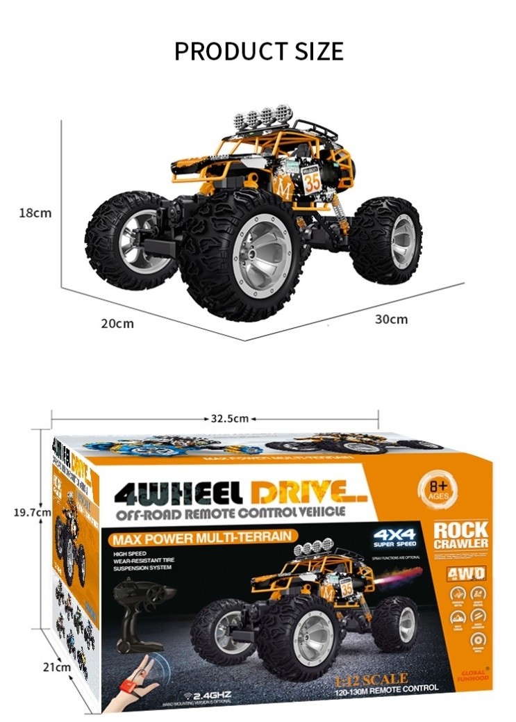 4WHEEL DRIVE CLIMBING OFFROAD TELEGHIDAT DE JUCARIE DIMENSIUNE 1:12 