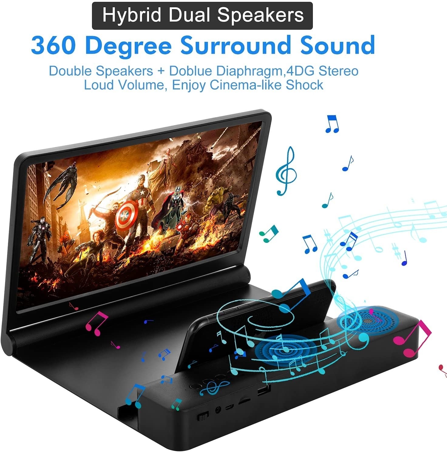Lupa magnifiere ecran telefon 12” cu amplificator bluetooth pentru difuzor