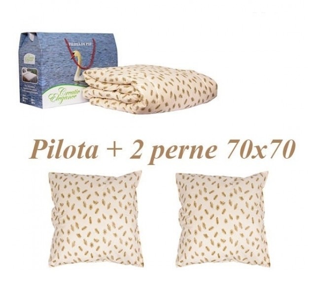 Set pilota puf gasca si 2 perne 70x70