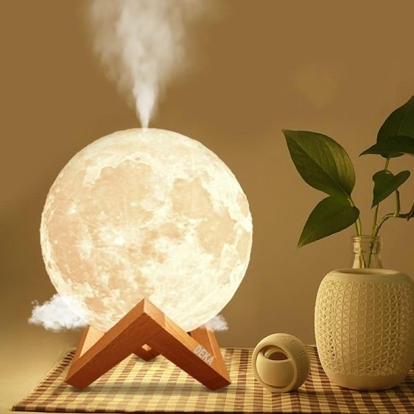 Lampa de veghe si umidifcator pentru camera tip Luna, Moon Lamp 3D