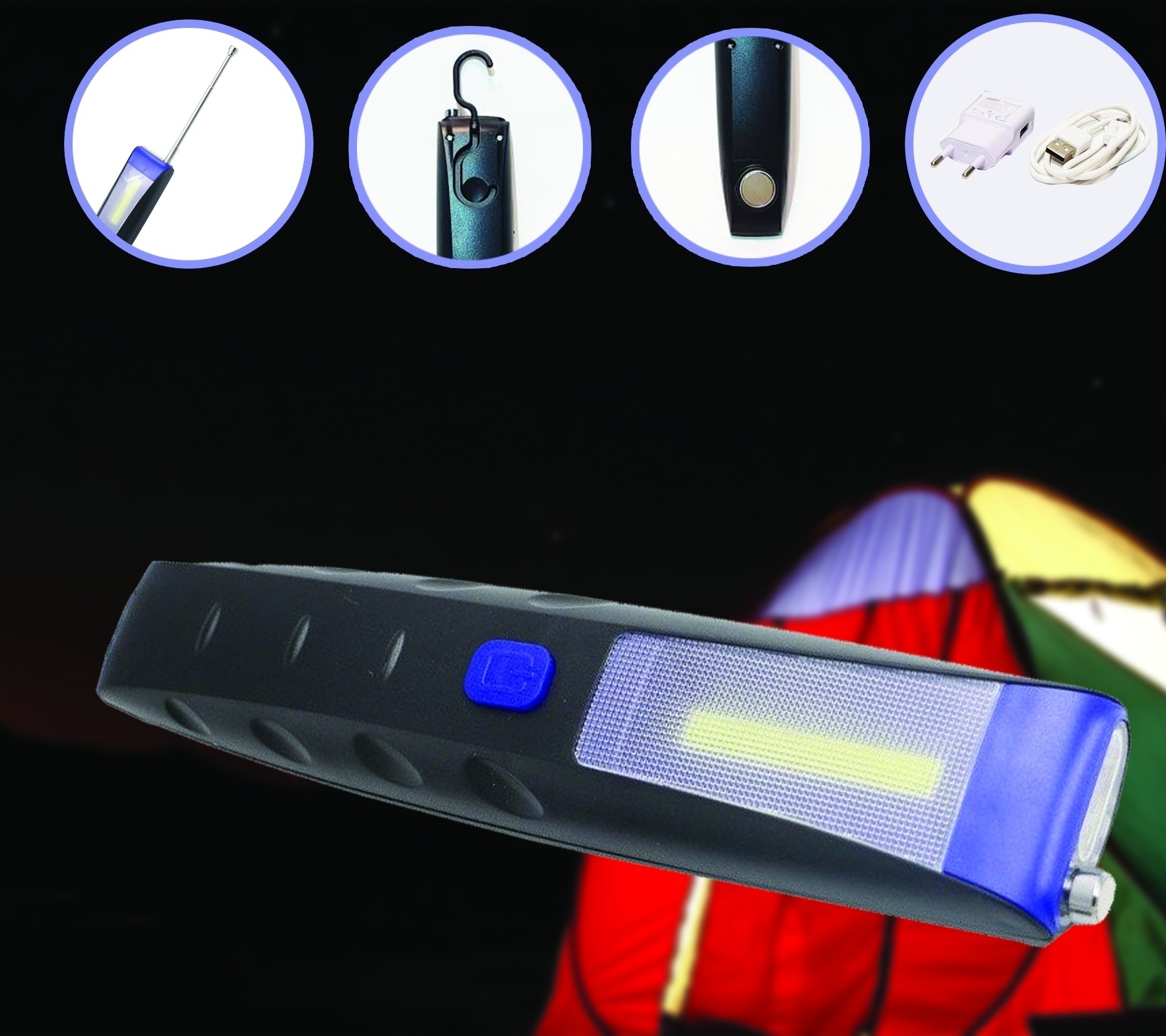 Lanterna multifunctionala LED cu acumulator pentru camping sau auto