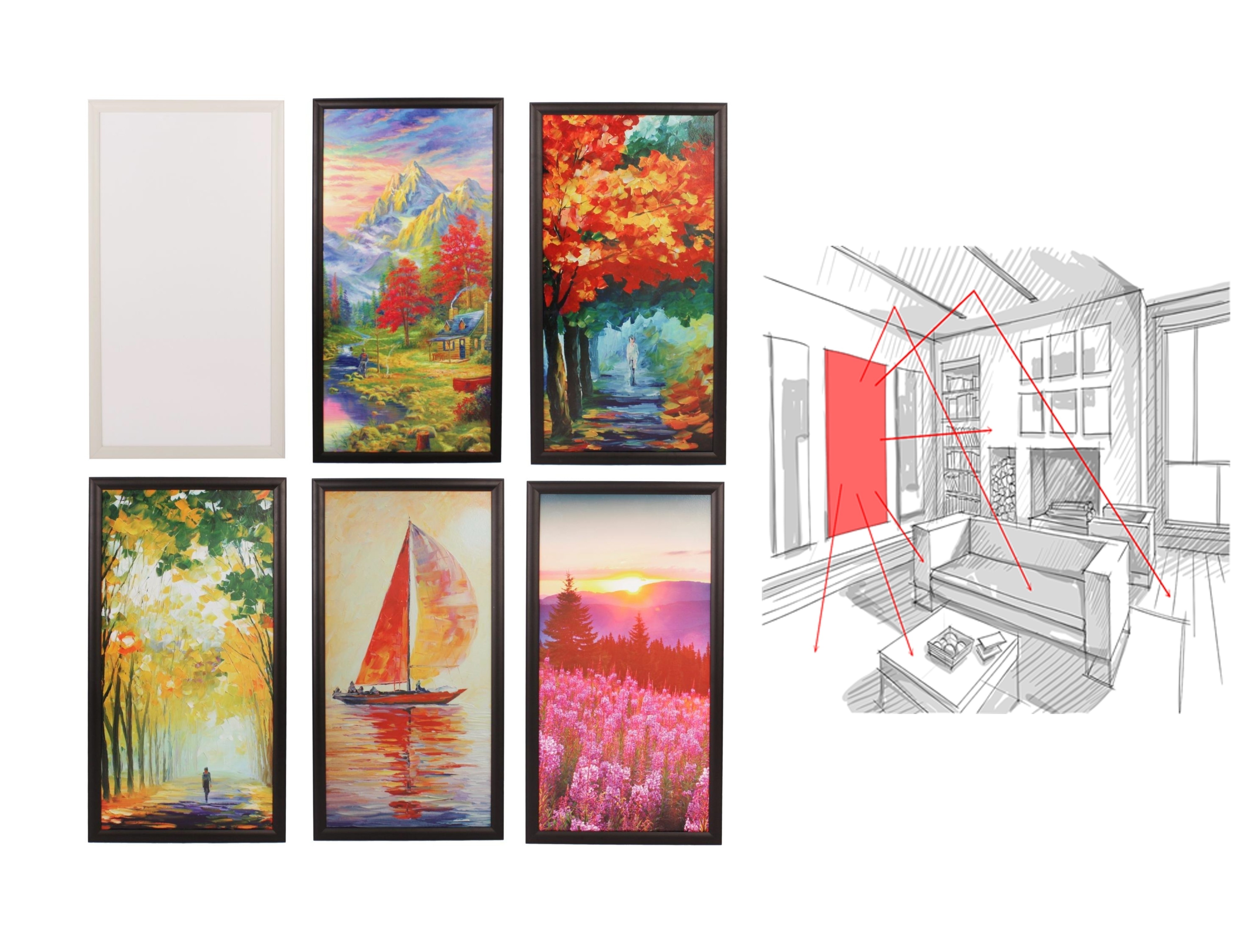 Panou radiant de incalzire cu infrarosu 54x103x3cm putere 350W