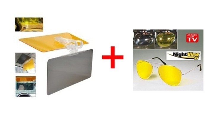Parasolar Auto HD Visor si Ochelari auto Night View