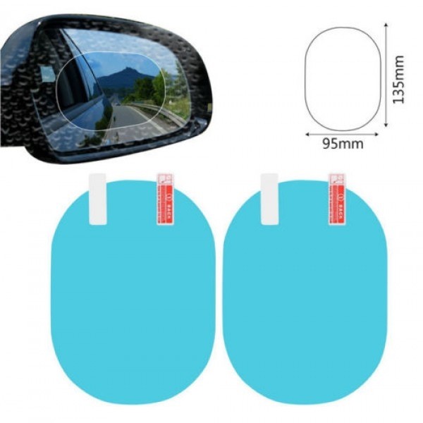 Set 2 x folie universala pentru oglinzi sau geamuri auto antiaburire, anti stropire, model oval