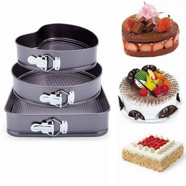 Set 3 forme pentru torturi sau prajituri, forma inima, rotunda si patrata