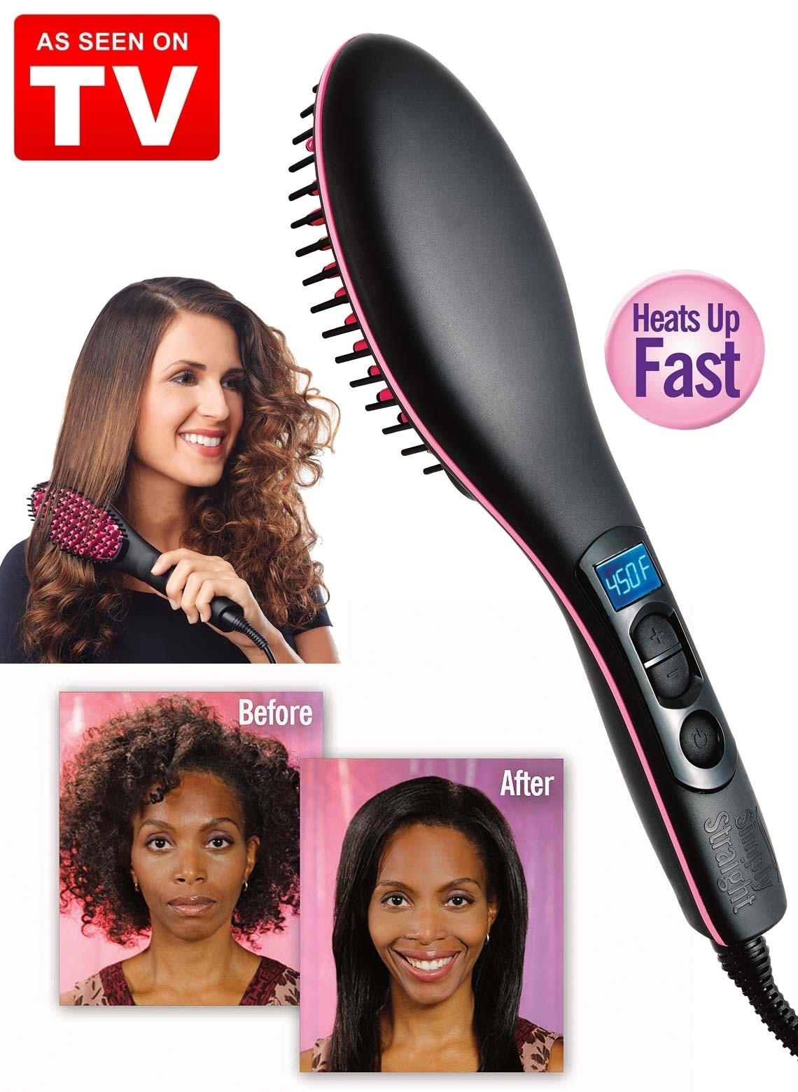 Perie ceramica indreptat parul Simply Straight LCD cu tepi 3D ionici