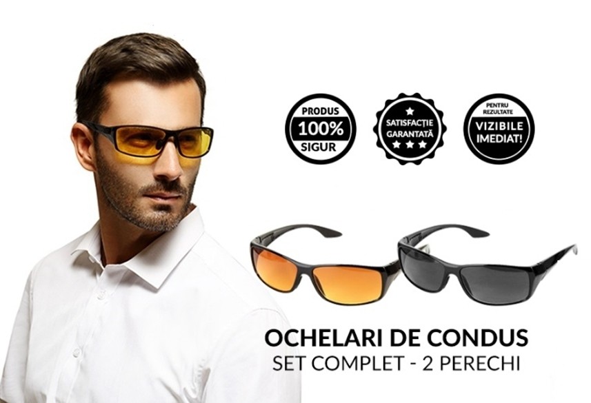 Set 2 perechi Ochelari de condus zi/noapte HD