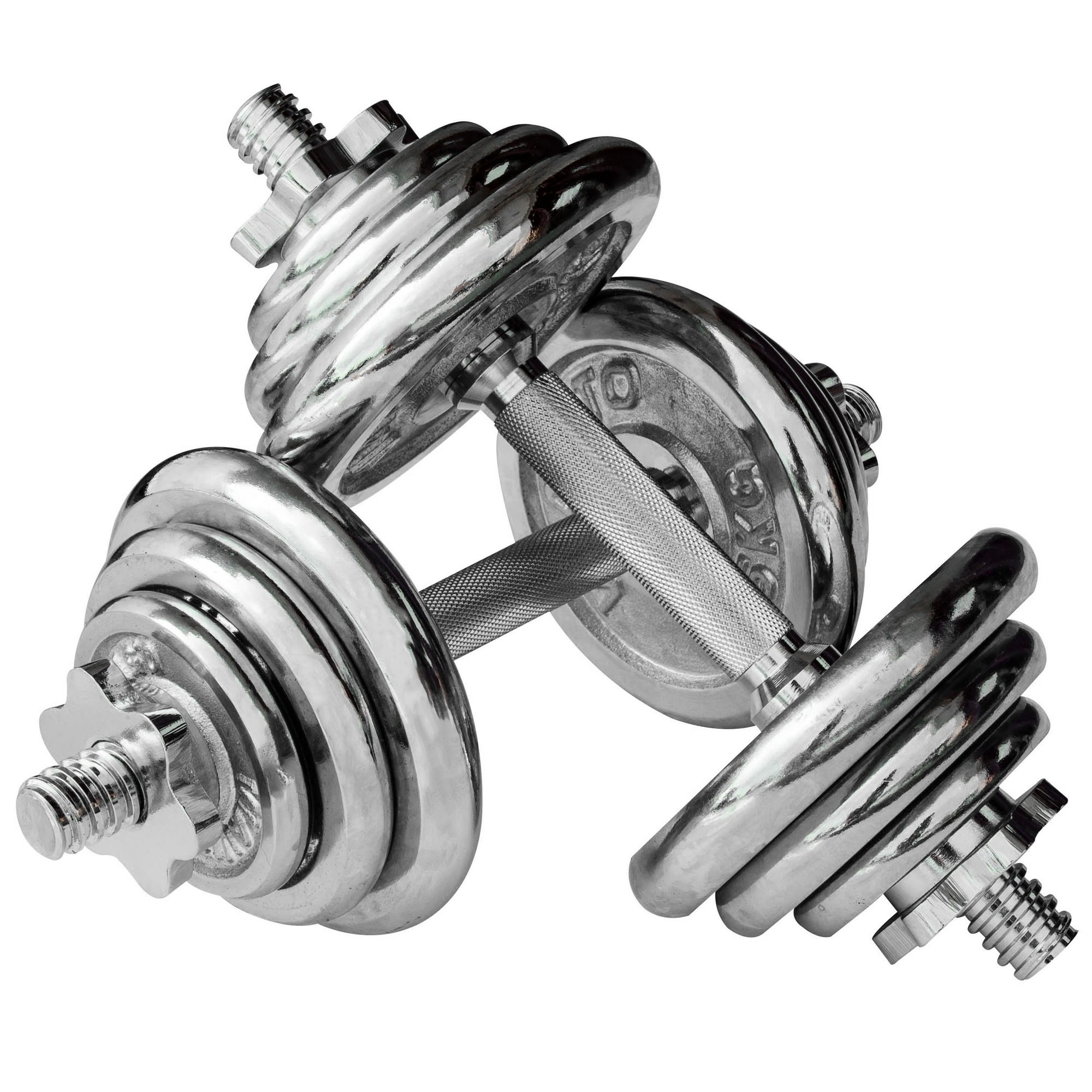 Set 2 piese gantere cromate 15 KG discuri detasabile