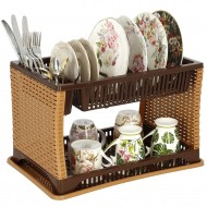 Uscator de vase cu 2 nivele, imitatie ratan