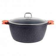 Cratita cu invelis din marmura, 19 l, 40 cm, capac inclus.