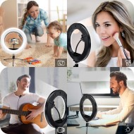 Lampa circulara pentru Make-Up sau Selfie, cu trepied si telecomanda.
