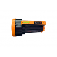 Lanterna cu LED, 100 W, acumulator integrat, 3 moduri iluminare, culoare negru cu portocaliu