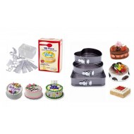 Pachetul cofetarului, Set 3 forme torturi si Set 100 piese decorare, ornare prajituri