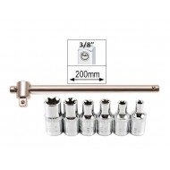 Set 6 tubulare torx E 3/8 cu antrenor culisabil
