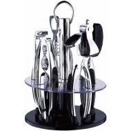 Set ustensile bucatarie inox cu stand rotativ 6 piese Renberg RB-3902