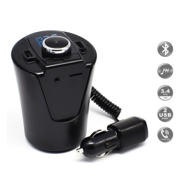 Modulator FM Bluetooth Handsfree si incarcator Maşină, Ecran LCD suport pahar