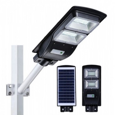 Proiector stradal LED SMD 60W cu senzor, panou solar si telecomanda, suport de perete Cadou
